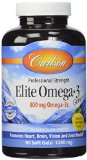Carlson Labs Elite Omega-3 800 mg Gems Fish Oil Soft Gels Natural Lemon Flavor 120 Count