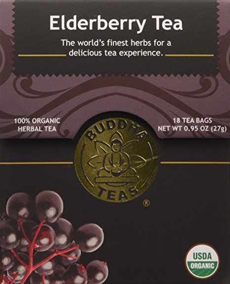 Organic Elderberry Tea - Kosher, Caffeine Free, GMO-Free - 18 Bleach Free Tea Bags