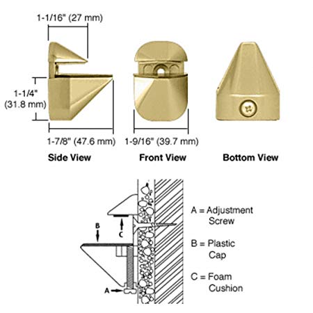 CRL Brass Adjustable Glass Shelf Bracket - Pair