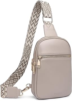 DIOMO Anti Theft Small Sling Bag for Women Cross Body Bag Trendy, RFID Fanny Packs Vegan Leather for Women Travel Belt Purse (1-Grey)