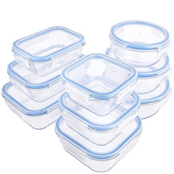 MCIRCO Glass Food Storage Containers with Lids,Glass Meal Prep Container,Lunch Containers,Microwave,Oven,Freezer and Dishwasher Safe