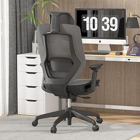 FLEXISPOT Upgraded OC6 500LBS Big and Tall Office Chair Heavy Duty,3D Armrest Mesh Ergonomic Home Office Chair with High Back,Lumbar Support,Tilt Function,and 360°Swivel Wheels(Dark Grey)