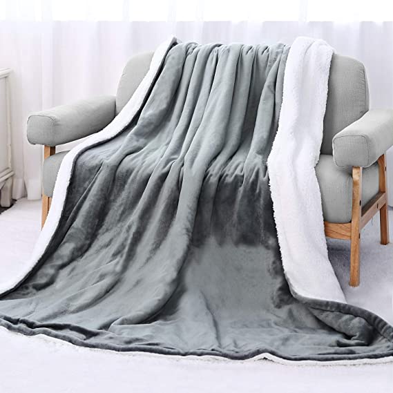 Heated Blanket Electric Supersize 150 x 200cm Soft Flannel Warm Sofa Bed Throw Blanket with 6 Heating Settings/ 6 Hours Auto Off Timer/Overheating Protection, Machine Washable, Home Office Use - Grey