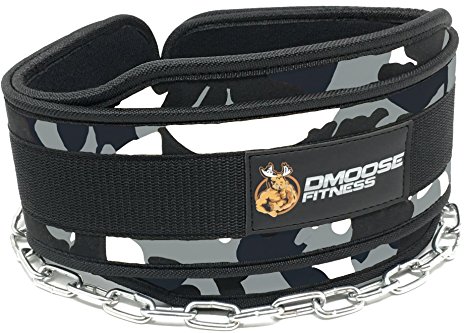 Premium Dip Belt with Chain by DMoose Fitness – 36” Heavy Duty Steel Chain, Comfort Fit Neoprene, Double Stitching – Maximize your Weightlifting & Bodybuilding Workouts with Durable Dipping Belt