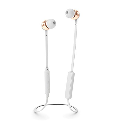 Sudio VASA BLA Bluetooth Wireless In-Ear Earphones with Charger for iPhone 6/6s/7/7 Plus - White with Rose Gold Metal