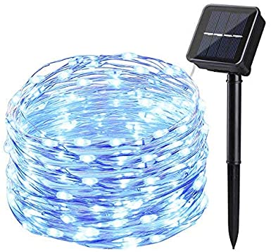 Ankway Lampade solari 100 LED da 39 pollici / 12 m Luci da giardino alimentate a energia solare Rame in rame Lampade impermeabili all'aperto Luci decorative interne/esterne per party - Blu