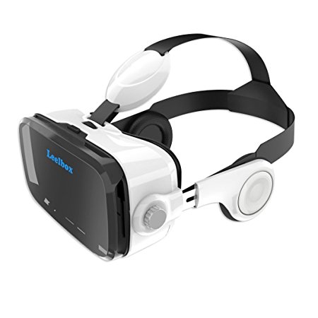 Leelbox 3D Virtual Reality Headset VR glasses with Headphones Integrated Audio Function. Answer call, Volume adjustable, Compatible with iPhone, Samsung LG and other Android Smartphones