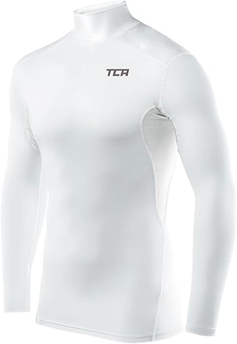 TCA Men's HyperFusion Compression Base Layer Top Long Sleeve Under Shirt - Mock Neck/Crew Neck