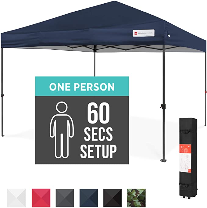 Best Choice Products 10x10ft Easy Setup Pop Up Canopy Instant Portable Tent w/ 1-Button Push, Wheeled Carry Case - Blue