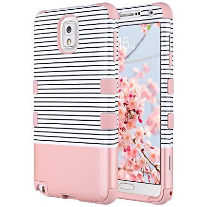 ULAK Galaxy Note 3 Case, Note 3 Case Knox Armor 3 in 1 PC Silicone Hybrid Dust Scratch Resistance Anti-Slip Cover for Samsung Galaxy Note 3,Note III,N9000,N9005-Minimal Rose Gold