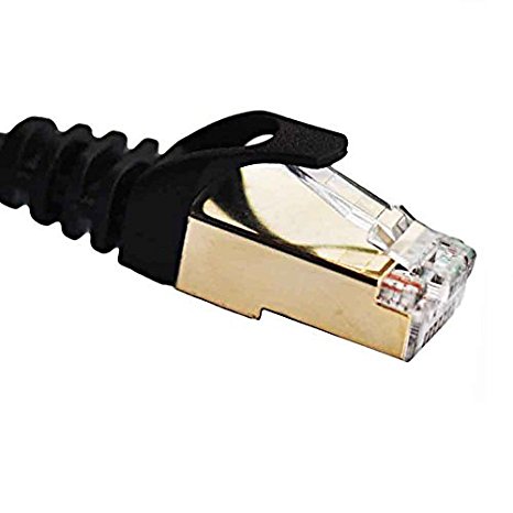 Vandesail® CAT7 Shielded Ethernet Patch Cable High Speed Computer Router Gold Plated Plug STP Wires CAT 7 RJ45 LAN Network Cable Professional Gold Plated Plug STP Wires Cat.7 for Router Ethernet LAN Networking Cable Premium / Patch / Modem / Router / LAN (33 ft-10 meters-Black Oblate Shielded)