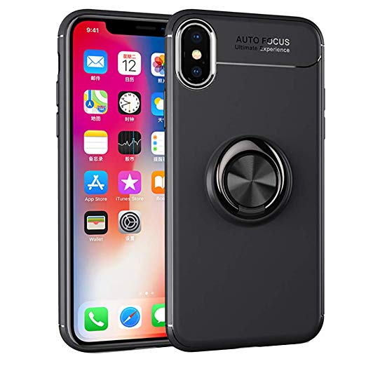 ANERNAI iPhone XS Max XS Plus (2018) 6.5 Inch Case, Ultra Thin Shockproof TPU Ring Kickstand Magnetic Car Mount Cover