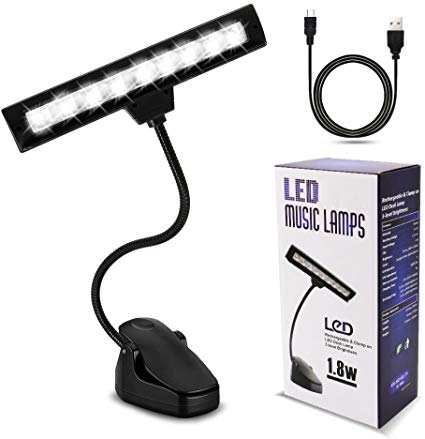 CeSunlight Music Stand Light, 3 Color Temperature, 9 Levels Dimmable, Perfect for Piano, Orchestra, DJ & Craft, Clip on Desk Lamp, Rechargeable Battery Operated & USB Charging Cable Included
