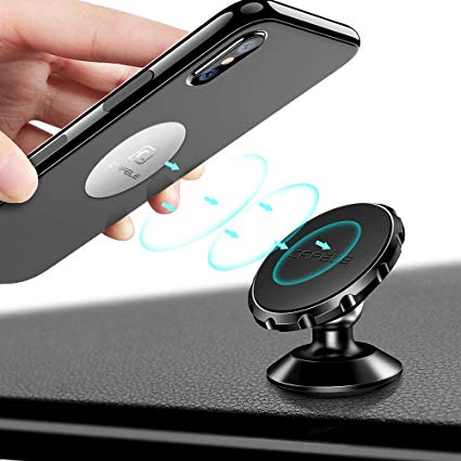 Cafele Magnetic Phone Car Mount, Universal 360° Rotation Magnet Car Phone Holder Metal Stand Dashboard Car Cradle Mount Compatible with iPhone, Sumsung, Google, Pixel, LG, Huawei, etc - Black