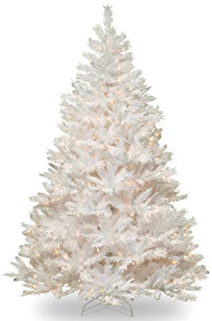 National Tree 7 Foot Winchester White Pine Tree with Silver Glitter and 450 Clear Lights, Hinged (WCHW7-300-70)