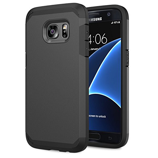 Galaxy S7 Case - MoKo [Scratch Resistant] Armor Series Dual Layer Protection - Bumper Cover for Samsung Galaxy S7 5.1 Inch Smartphone 2016 Release, BLACK