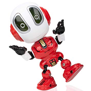 Voice Changer Talking Robots for Kids - Mini Metal Robot Toy with Posable Body, Educational Smart Learning Stem Toys and Robotics for Kids (Red)