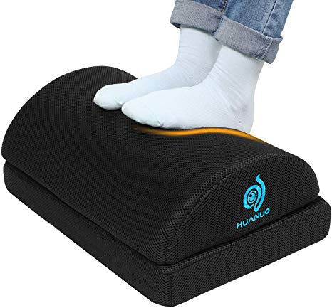 HUANUO Adjustable Footrest with 2 Optional Foot Cushions, Non-slip Foot Stools for Office, Home, Travel