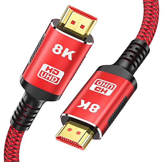 8K HDMI 2.1 Cable 2M, Snowkids 8K @ 60HZ & 4K @ 120HZ 7680P 2.1 HDMI Non-Slip Cable Updated Version with eARC 48Gbps Dynamic HDR HDCP 2.3 Compatible HDTV, PS3/PS4, PC, Projector