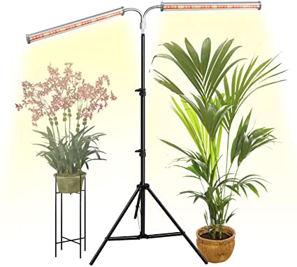 DOMMIA LED Grow Light Full Spectrum, Dual Bars Flexible Gooseneck 70W Floor Lamp for Indoor Plants, Plant Lights with Tripod Stand 2.5ft-6ft Adjustable