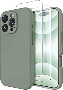 OTOFLY Compatible with iPhone 16 Pro Max Case, Compatible with MagSafe, Shockproof Magnetic Silicone Case for iPhone 16 Pro Max,[Military Grade Protection] [2 Pack Screen Protectors], Calke Green