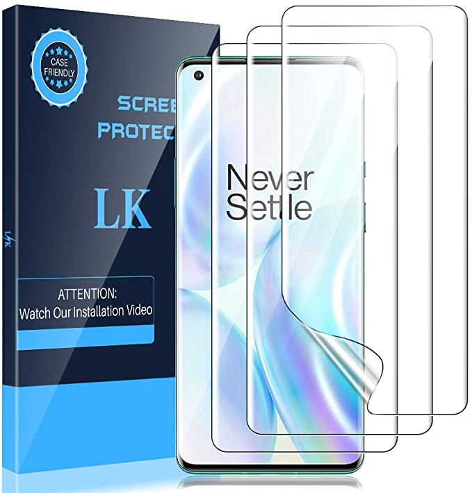 LK [3 Pack] Screen Protector for Oneplus 8 Pro, New Version, Full Coverage, Case Friendly, HD Clear Flexible Film