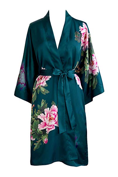 Kim   ONO Women's Kimono Robe Short - Watercolor Floral