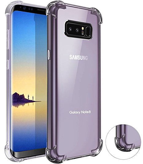 Bovon Galaxy Note 8 Case, [Crystal Clear] [Drop Cushion] [Shock Absorption] Slim Protective Anti Scratch Bumper Soft TPU Case Cover for Samsung Galaxy Note 8 (2017)