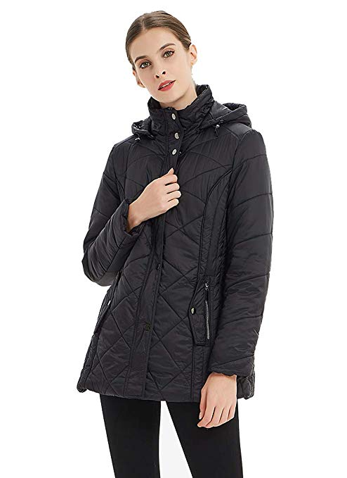 Plusfeel Womens Outdoor Sports Military Hooded Windproof Parka Anroaks Mid-Length Jacket Coats, S-3XXL