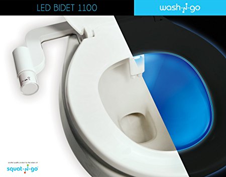 Wash N Go LED Bidet - Night Light and Bidet Toilet Seat Attachment | Fits ALL Toilets | EXCLUSIVE LED LIGHT BIDET 1100 |