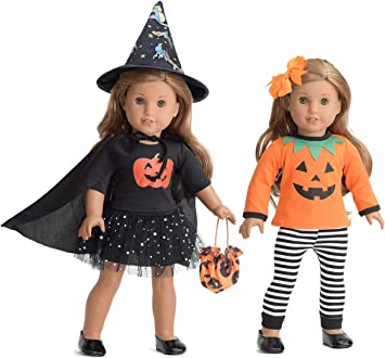 sweet dolly Doll Clothes Accesories Halloween Pumpkin Witch Costume Pumpkin Suit Set for American 18 inch Girl Doll