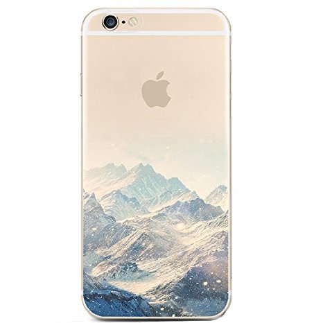 iPhone 6 Case,iPhone 6s Case, LUOLNH Blue Snow Mountain Painting Translucent TPU Case Cover For iPhone 6 6s (4.7 inch)