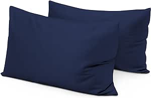 Travel Pillow Case 12x16 Egyptian Cotton Set of 2 Zipper Travel Pillowcase 600 Thread Count 100% Soft Egyptian Cotton 2 Pack, Toddler Pillowcase Navy Blue Solid - Zipper Closer