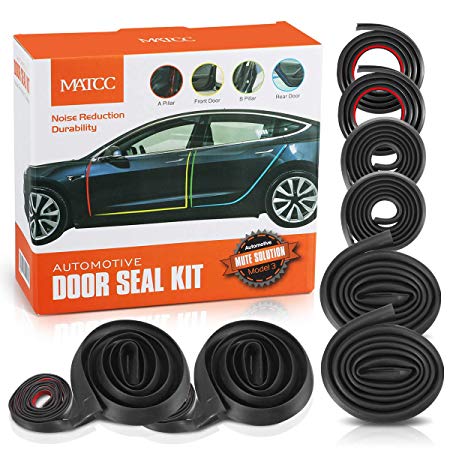 MATCC Door Seal Kit for Tesla Model 3 Self-Adhesive Car Door Seal Weather Strip Wind Noise Reduction Soundproof Rubber Accessories