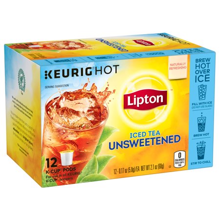 Lipton, Unsweetened Iced Black Tea K-cups, Tea Pods, 12 Ct
