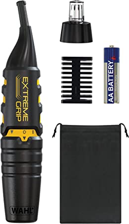 Wahl Father's Day Gift, Gifts for Dad, Extreme Grip Detail Trimmer, 2-in-1 Personal Trimmer, Trimmers for Nose Ear Eyebrow, Washable Heads, Trim Sideburns and Facial Hair, Cordless, Battery Powered