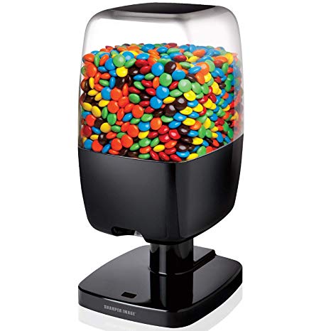 SHARPER IMAGE Motion Activated Candy Dispenser For Gumballs, Nuts, Snacks, Touchless Battery Operated Sensor Detector for Hands-Free Easy Fill Treats for Kids, Adults, Home/Office (Black, NEW VERSION)