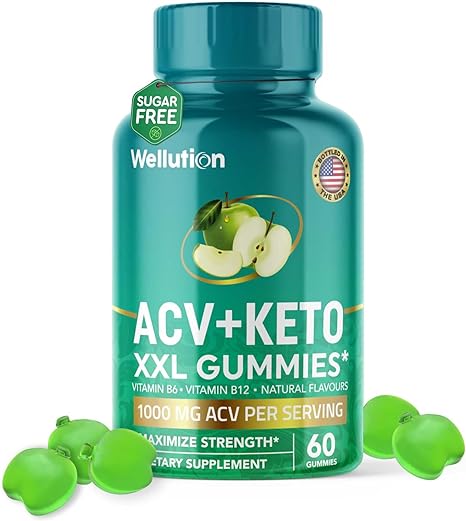 WELLUTION Keto ACV Gummies Apple Cider Vinegar - Free Sugar - Keto ACV Gummies Advanced Weight Loss - Formulated to Support Healthy Weight, Normal Energy Levels - Supports Digestion, Detox