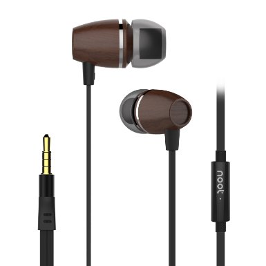 Earphones With Microphone E290 Premium Wooden Earbuds Stereo Wood Headphones and Noise Isolating Made for iPhone iPod iPad Android Smartphone Tablet MP3 Players and many more