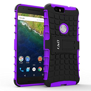 Nexus 6P Case, J&D [Kickstand] Google Nexus 6P Case [Heavy Duty] [Dual Layer] Hybrid Shock Proof Fully Protective Case for for Nexus 6P (Purple)