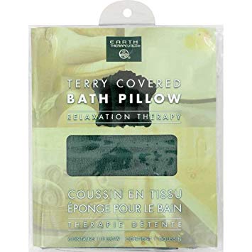 Earth Therapeutics Terry Covered Bath Pillow Dark Green