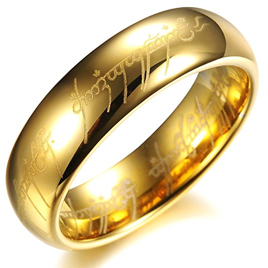 Opk Jewellery High Polished 18K Gold Plated Tungsten Carbide Steel Men's Wedding Rings Finger Band