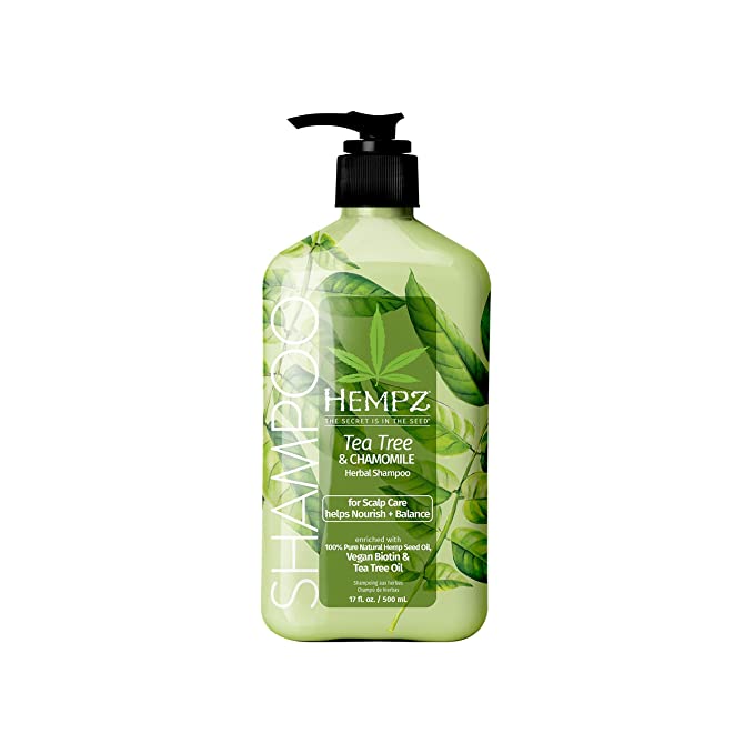 Hempz Tea Tree & Chamomile Herbal Hair Shampoo - Gentle Cleansing Herbal Shampoo Enriched with Chamomile, Lavender, Aloe Extracts - 17 Fl OZ