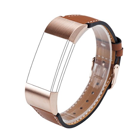 Wearlizer Replacement Leather Strap for Fitbit Charge 2