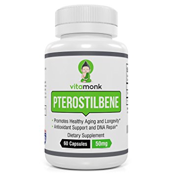 Pterostilbene 50mg Capsules by Vitamonk - Top Rated Healthy Aging and Longevity Supplement
