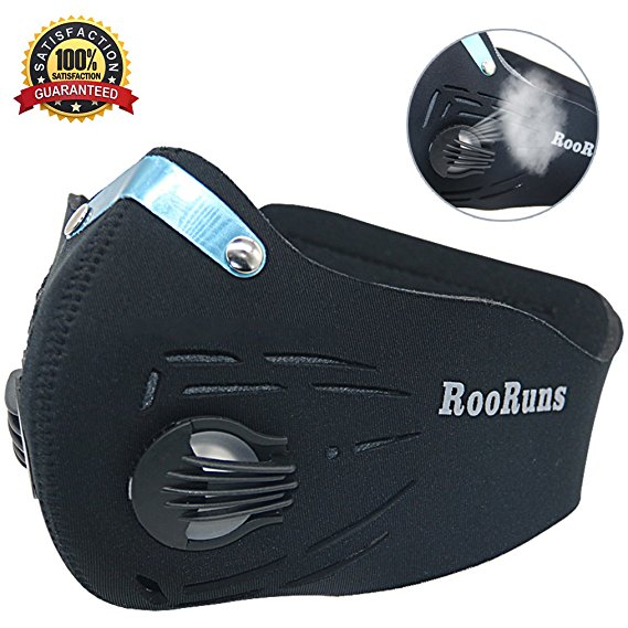 RooRuns Dust Mask, Running Mask Activated Carbon Filtration Exhaust Anti Pollen Allergy PM2.5 Dust-proof Mask for Biking, Woodworking, House Decorating and Other Outdoor Activities (Size: L)