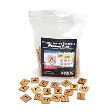 BSIRIBIZ 200 Scrabble Tiles NEW Scrabble Letters Wood Pieces 2 Complete Sets - Great for Crafts, Pendants, Spelling