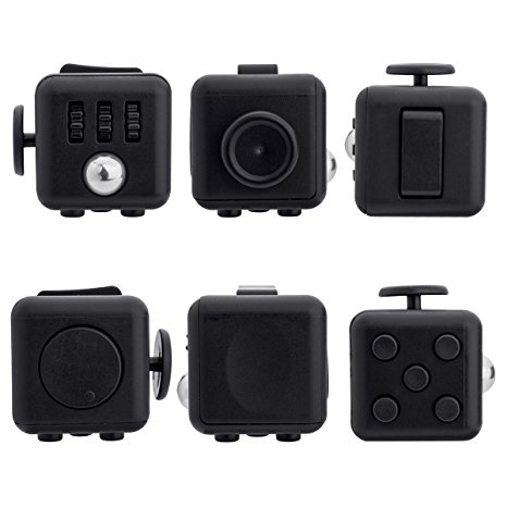 Stress Cube for Fidgeters! Relieve Stress, Anxiety, and Boredom all at your finger tips (Fidget Cube(All Colors), Black)