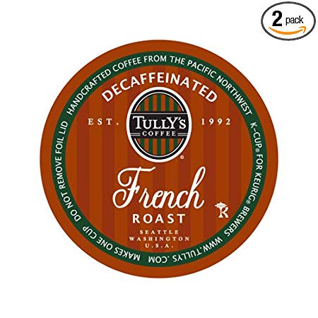 Tully's Coffee Decaffeinated French Roast, 24-Count K-Cups for Keurig Brewers (Pack of 2)