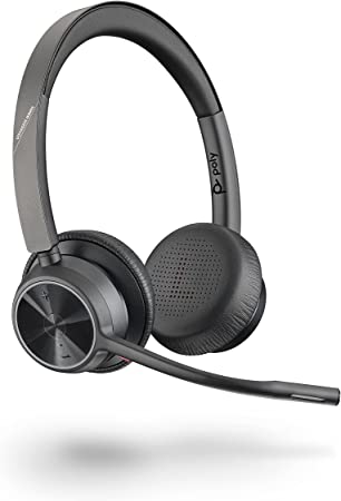 Poly - Voyager 4320 UC Wireless Headset (Plantronics) - Headphones with Boom Mic - Connect to PC/Mac via USB-C Bluetooth Adapter, Cell Phone via Bluetooth - Works with Teams, Zoom & More